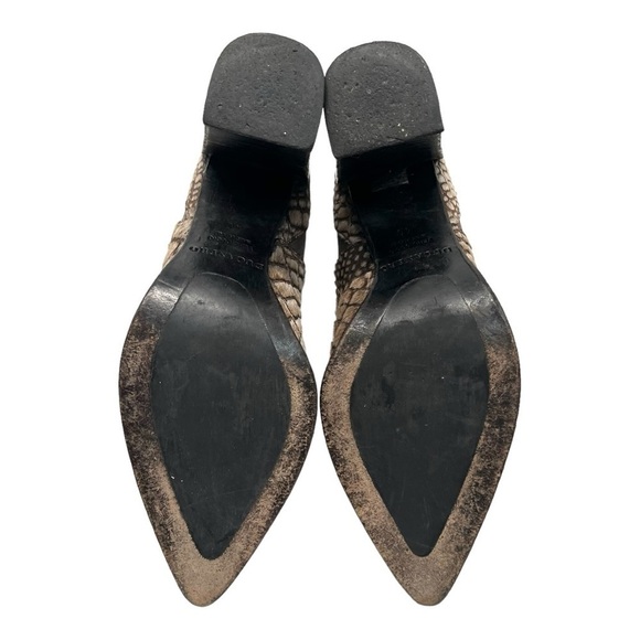 Ducanero Tan Brown Pony Hair Point Toe Leather Block Heel Booties Women’s 40 - Picture 12 of 15